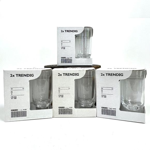 Clear Glasses 7 oz IKEA TRENDIG 2013 Square Pedestal Barware Box Set of 2 - Picture 1 of 10